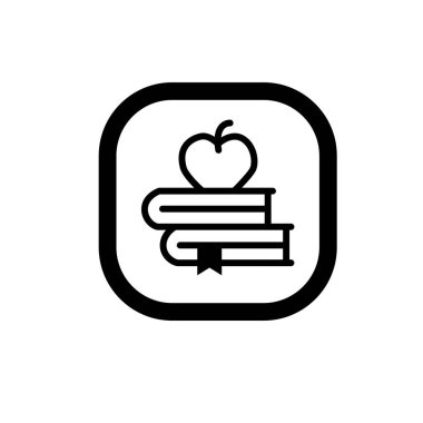 Elma ve kitap sembolü. Bilgi sembolü. Eğitim ya da akademik ikon. elma ve kitap vektör simgesi.