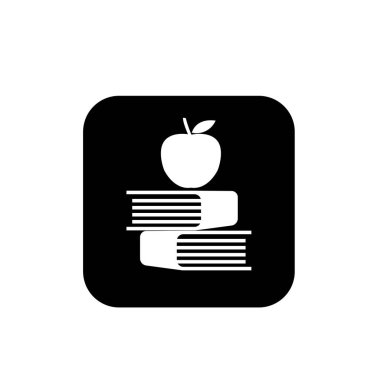 Elma ve kitap sembolü. Bilgi sembolü. Eğitim ya da akademik ikon. elma ve kitap vektör simgesi.