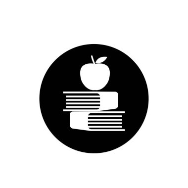 Elma ve kitap sembolü. Bilgi sembolü. Eğitim ya da akademik ikon. elma ve kitap vektör simgesi.
