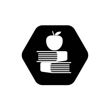 Elma ve kitap sembolü. Bilgi sembolü. Eğitim ya da akademik ikon. elma ve kitap vektör simgesi.