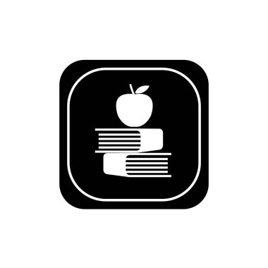 Elma ve kitap sembolü. Bilgi sembolü. Eğitim ya da akademik ikon. elma ve kitap vektör simgesi.