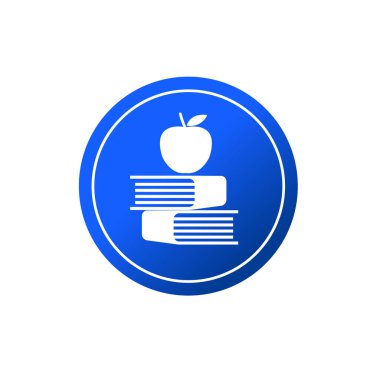 Elma ve kitap sembolü. Bilgi sembolü. Eğitim ya da akademik ikon. elma ve kitap vektör simgesi.