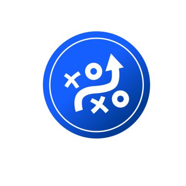 Spor oyunu taktik simgesi, takım oyunu başarı stratejisi şeması ince çizgi web sembolü