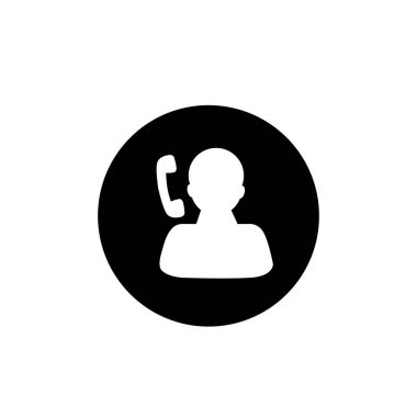 Kişi simgesi. Telefon ve çöp adam sembolü. Telefon çağrısı sembolü. Yardım hattı logosu. 