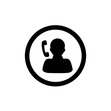 Kişi simgesi. Telefon ve çöp adam sembolü. Telefon çağrısı sembolü. Yardım hattı logosu. 