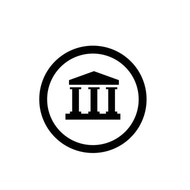 Public building flat icon vector illustration symbol Isolated template. Courthouse or bank building icon vector illustration logo template Isolated for any purpose.