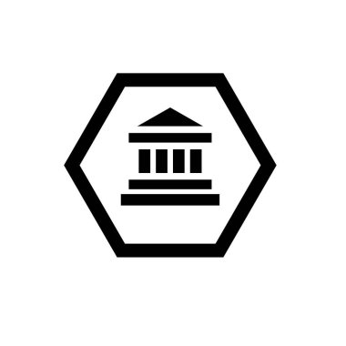 Public building flat icon vector illustration symbol Isolated template. Courthouse or bank building icon vector illustration logo template Isolated for any purpose.