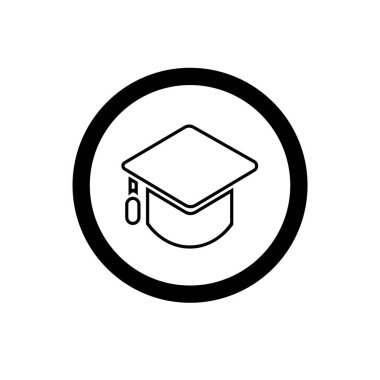 Mezuniyet sembolü beyaz arkaplanda düzenlenebilir renk şablonu. akademik başlık simgesi vektör işaretleri grafik ve web tasarımı için izole.