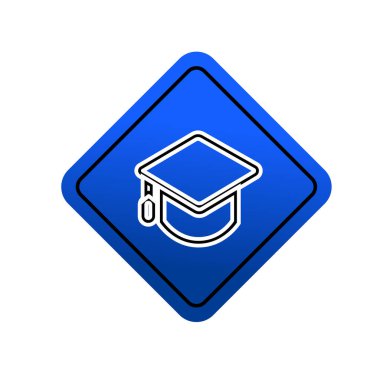 Mezuniyet sembolü beyaz arkaplanda düzenlenebilir renk şablonu. akademik başlık simgesi vektör işaretleri grafik ve web tasarımı için izole.
