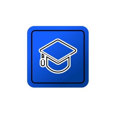 Mezuniyet sembolü beyaz arkaplanda düzenlenebilir renk şablonu. akademik başlık simgesi vektör işaretleri grafik ve web tasarımı için izole.