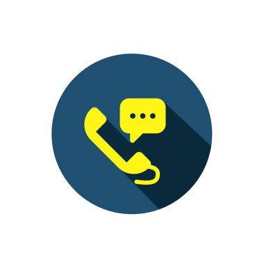 Telefon ve konuşma balonu sembolü. Telefon konuşması ya da konuşma ikonu. Uzaktan iletişim logosu. telefon mesajı sembolü.