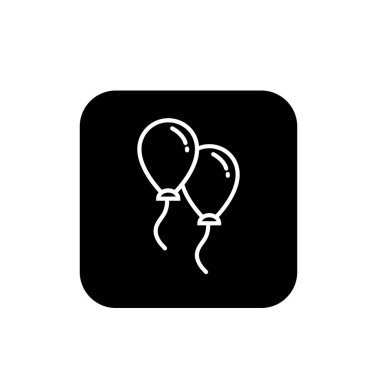 Balon ana hatları simgeleri. Çizgi film tarzında ipli balon. Doğum günleri, partiler ve düğünler için balonlar. 