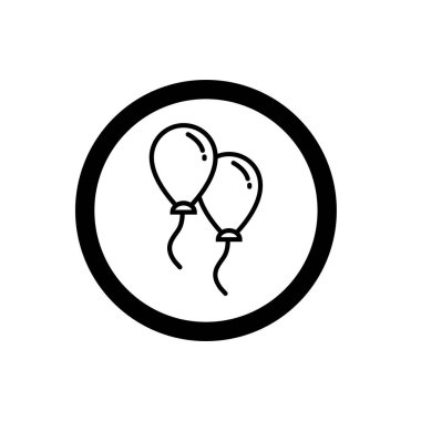 Balon ana hatları simgeleri. Çizgi film tarzında ipli balon. Doğum günleri, partiler ve düğünler için balonlar. 