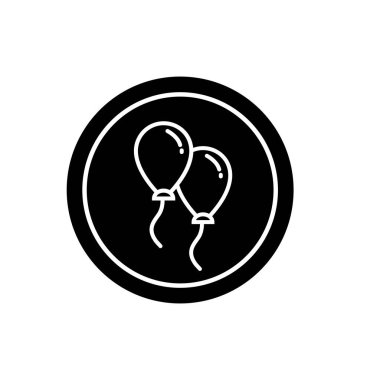 Balon ana hatları simgeleri. Çizgi film tarzında ipli balon. Doğum günleri, partiler ve düğünler için balonlar. 