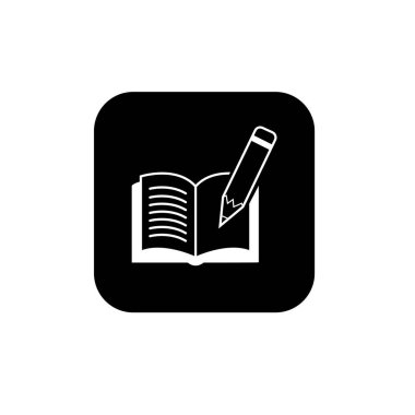 Kitap ya da belge yazma satırı simgesi. Kitap ve kalem taslak vektör simgesi. Eğitim sembolü logosu illüstrasyonu.