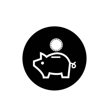 Piggy banka çizgisi simgesi vektörü beyaz arkaplanda izole edildi. 