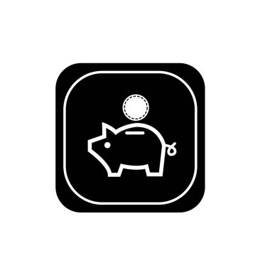 Piggy banka çizgisi simgesi vektörü beyaz arkaplanda izole edildi. 