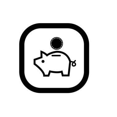 Piggy banka çizgisi simgesi vektörü beyaz arkaplanda izole edildi. 
