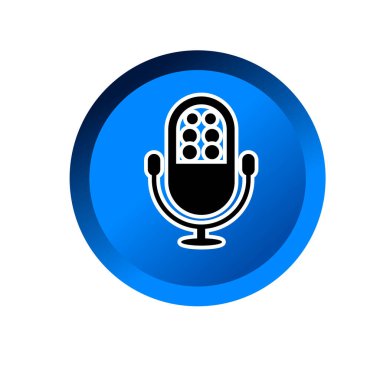 Klasik mikrofon ikon vektörü. Müzik, ses, radyo kaydı için retro mikrofon.