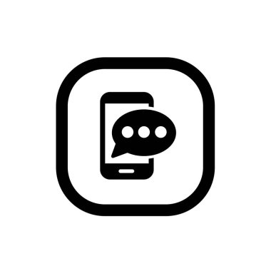 Sohbet ya da Mesaj Simgesi Vektör Resimli Logo Şablonu. Gri arkaplanda izole edilmiş modayı takip eden dijital ileti simgesi. 