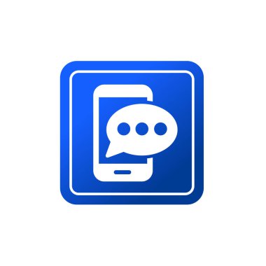 Sohbet ya da Mesaj Simgesi Vektör Resimli Logo Şablonu. Gri arkaplanda izole edilmiş modayı takip eden dijital ileti simgesi. 
