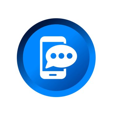 Sohbet ya da Mesaj Simgesi Vektör Resimli Logo Şablonu. Gri arkaplanda izole edilmiş modayı takip eden dijital ileti simgesi. 