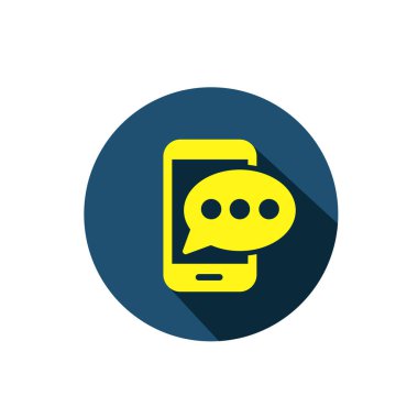 Sohbet ya da Mesaj Simgesi Vektör Resimli Logo Şablonu. Gri arkaplanda izole edilmiş modayı takip eden dijital ileti simgesi. 