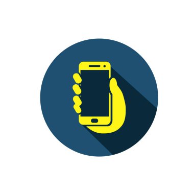 Beyaz arkaplanda siyah akıllı telefon simgesi var