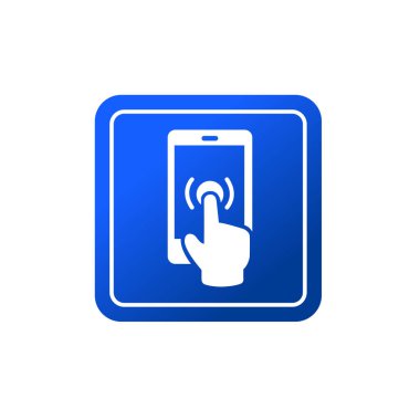Elle ekran akıllı telefon simgesine dokun. Akıllı telefona tıklasana. Vektör simgesi