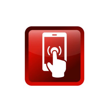 Elle ekran akıllı telefon simgesine dokun. Akıllı telefona tıklasana. Vektör simgesi