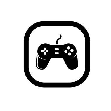 Oyun denetleyici simgesi tasarımı. Not Çubuk sembolü. Moda siluet biçiminde joystick