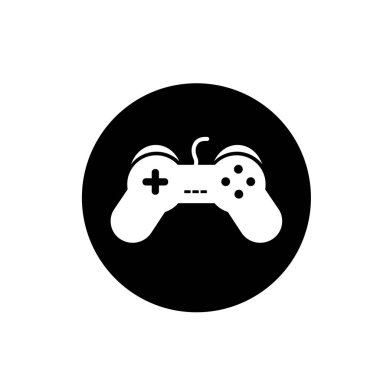 Oyun denetleyici simgesi tasarımı. Not Çubuk sembolü. Moda siluet biçiminde joystick