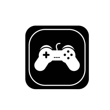 Oyun denetleyici simgesi tasarımı. Not Çubuk sembolü. Moda siluet biçiminde joystick