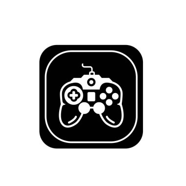 Oyun denetleyici simgesi tasarımı. Not Çubuk sembolü. Moda siluet biçiminde joystick