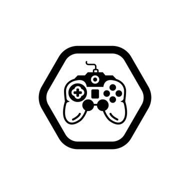 Oyun denetleyici simgesi tasarımı. Not Çubuk sembolü. Moda siluet biçiminde joystick