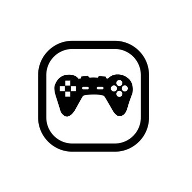 Oyun denetleyici simgesi tasarımı. Not Çubuk sembolü. Moda siluet biçiminde joystick