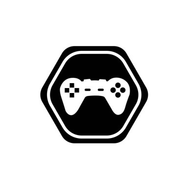 Oyun denetleyici simgesi tasarımı. Not Çubuk sembolü. Moda siluet biçiminde joystick