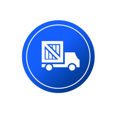 Teslimat kamyonu simgesi, beyaz arkaplanda kutu kamyonu sembolü çizimi şablonu 