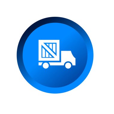 Teslimat kamyonu simgesi, beyaz arkaplanda kutu kamyonu sembolü çizimi şablonu 