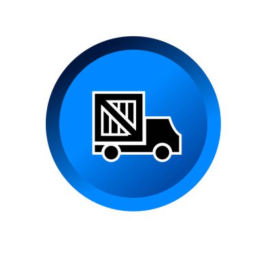 Teslimat kamyonu simgesi, beyaz arkaplanda kutu kamyonu sembolü çizimi şablonu 