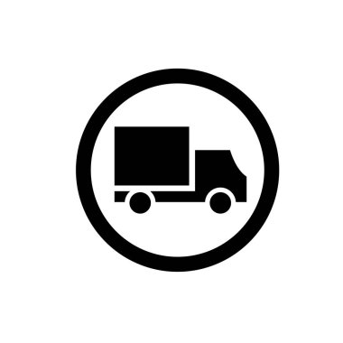 Teslimat kamyonu simgesi, beyaz arkaplanda kutu kamyonu sembolü çizimi şablonu 