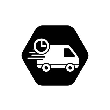 Teslimat aracı simgesi. Nakliye aracı sembolü. Hızlı nakliye logosu.
