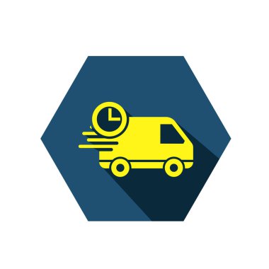 Teslimat aracı simgesi. Nakliye aracı sembolü. Hızlı nakliye logosu.