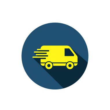 Teslimat aracı simgesi. Nakliye aracı sembolü. Hızlı nakliye logosu.