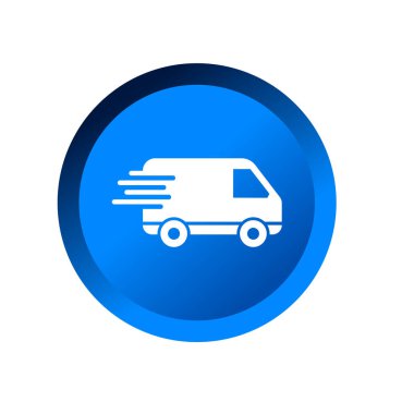 Teslimat aracı simgesi. Nakliye aracı sembolü. Hızlı nakliye logosu.