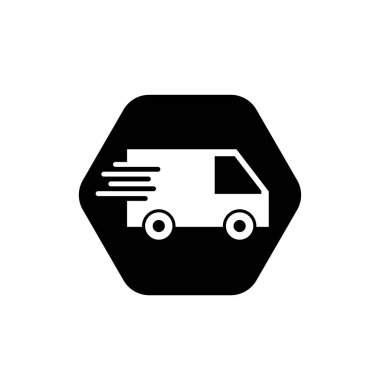 Teslimat aracı simgesi. Nakliye aracı sembolü. Hızlı nakliye logosu.