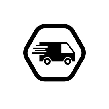 Teslimat aracı simgesi. Nakliye aracı sembolü. Hızlı nakliye logosu.