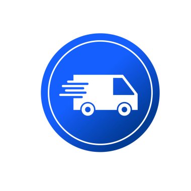Teslimat aracı simgesi. Nakliye aracı sembolü. Hızlı nakliye logosu.