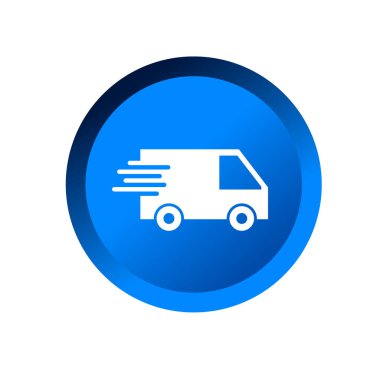 Teslimat aracı simgesi. Nakliye aracı sembolü. Hızlı nakliye logosu.