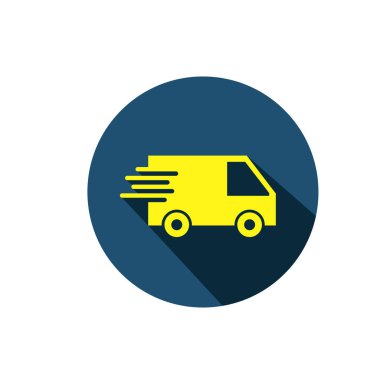 Teslimat aracı simgesi. Nakliye aracı sembolü. Hızlı nakliye logosu.